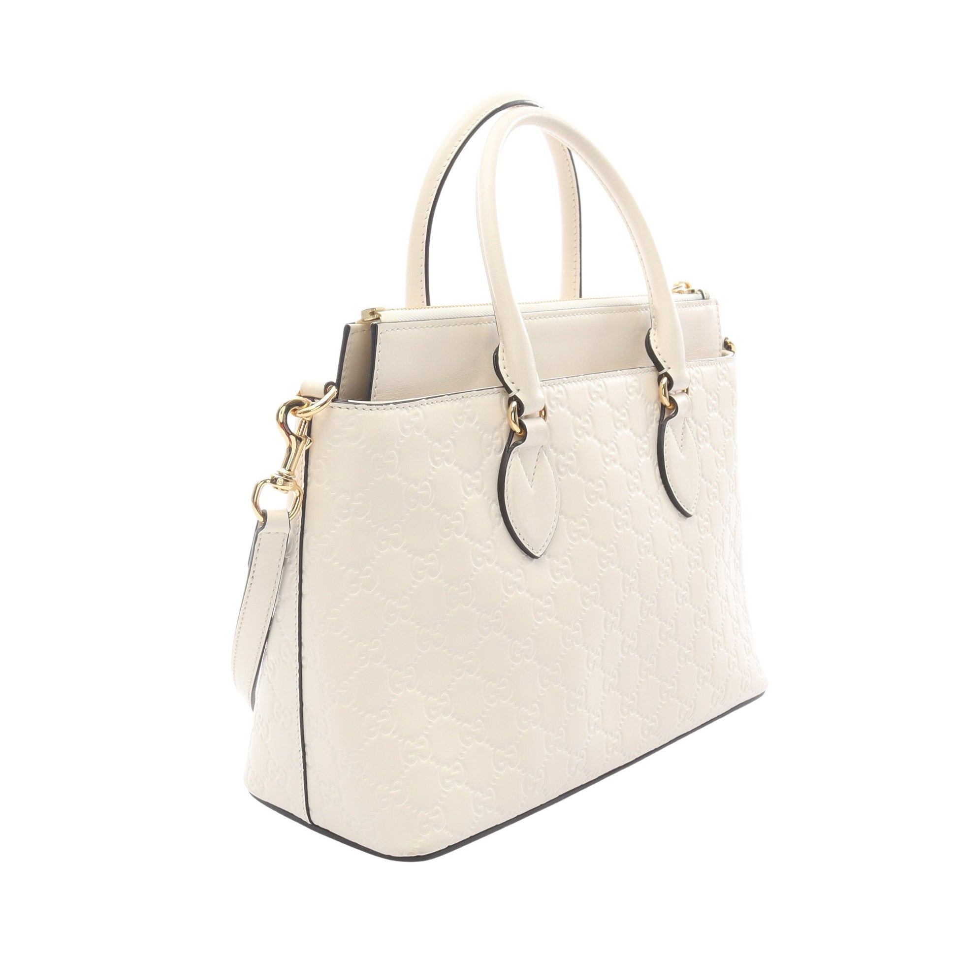 グッチシマ ハンドバッグ レザー オフホワイト 2WAY グッチ バッグ GUCCI