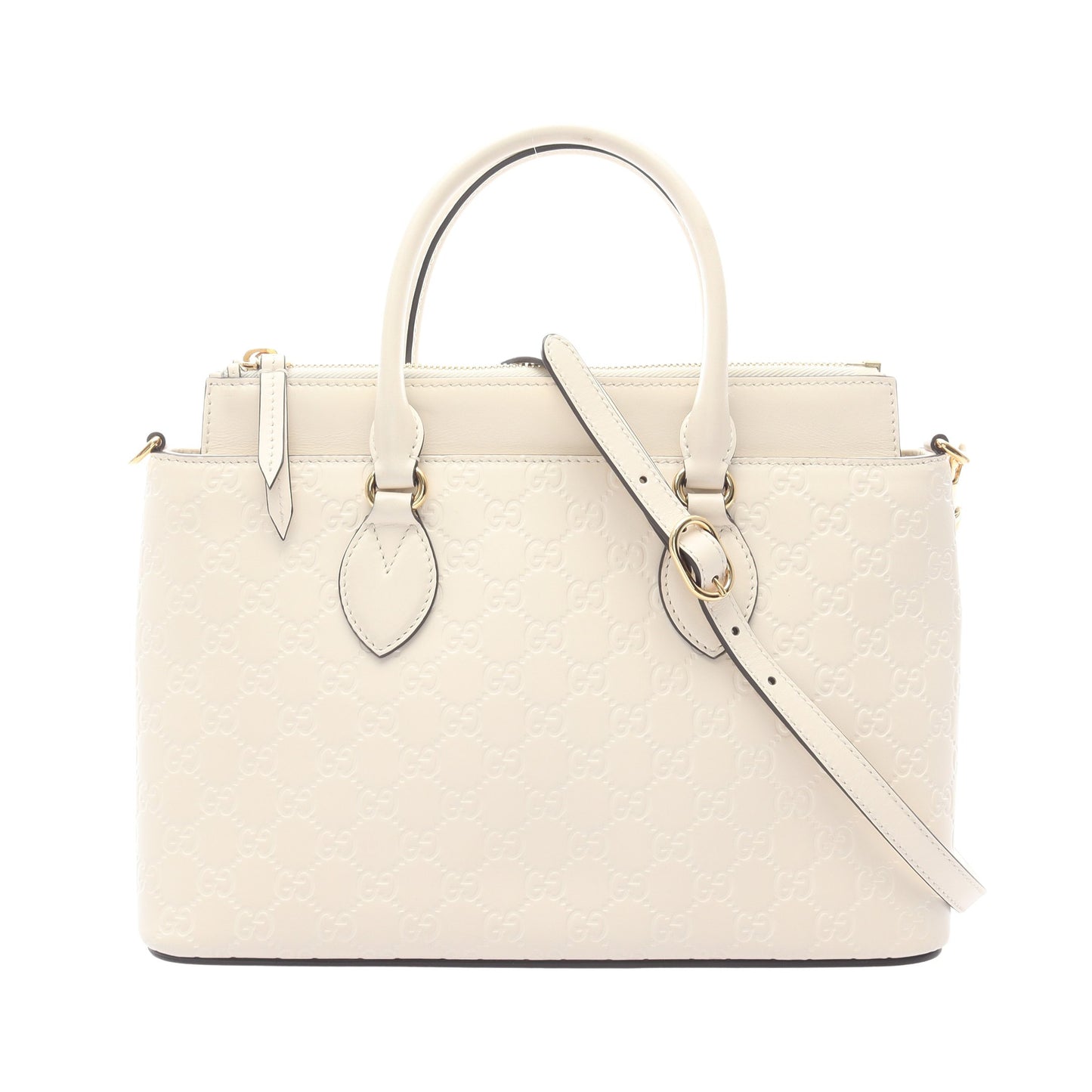 グッチシマ ハンドバッグ レザー オフホワイト 2WAY グッチ バッグ GUCCI