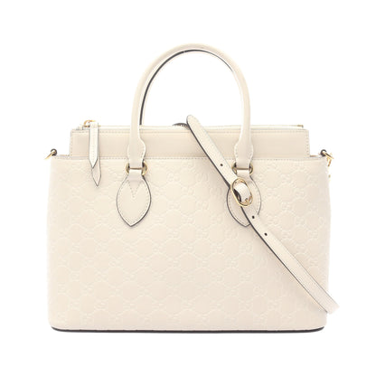 グッチシマ ハンドバッグ レザー オフホワイト 2WAY グッチ バッグ GUCCI