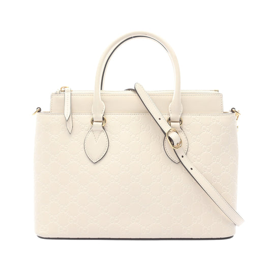 グッチシマ ハンドバッグ レザー オフホワイト 2WAY グッチ