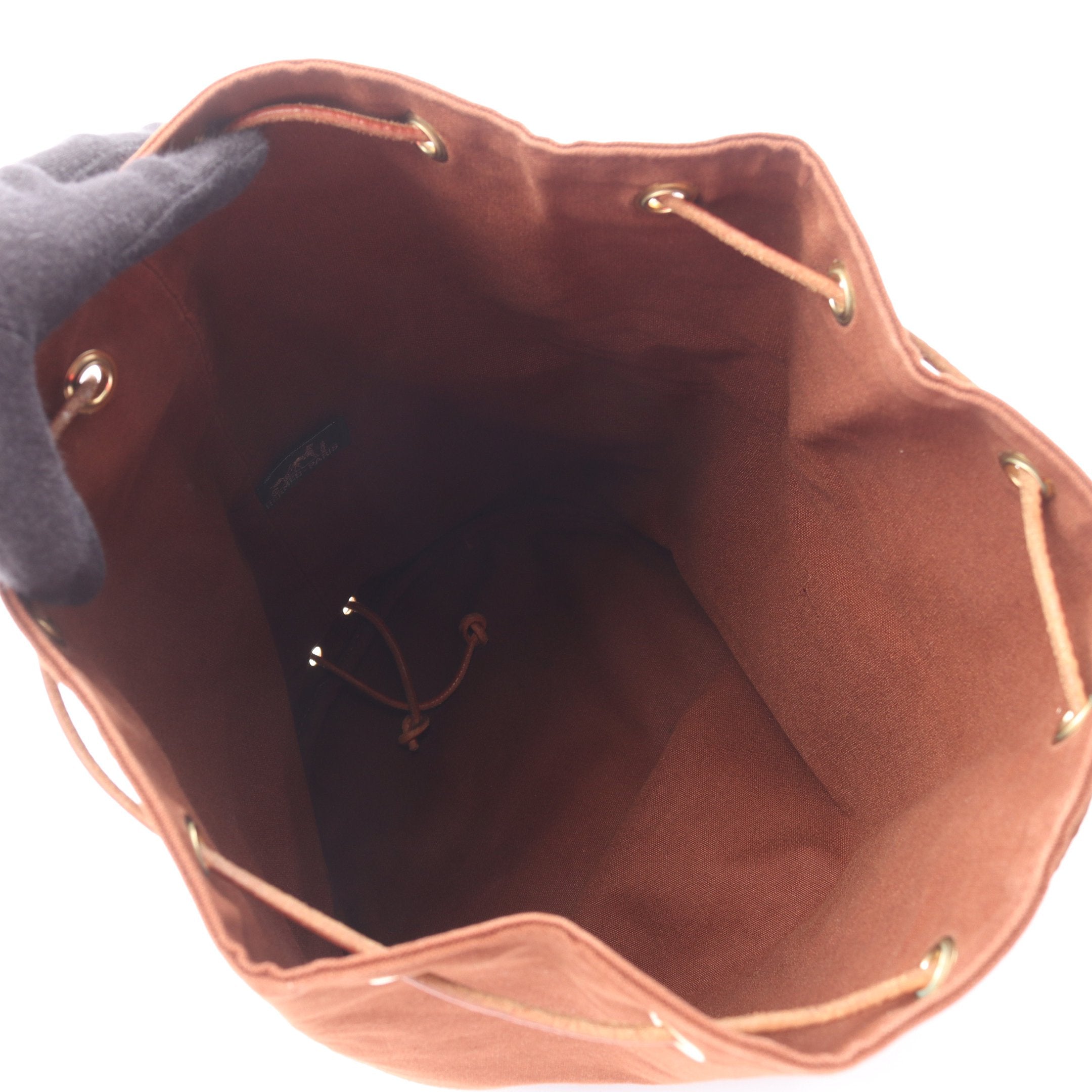 ポロションミミルGM ショルダーバッグ キャンバス レザー ブラウン