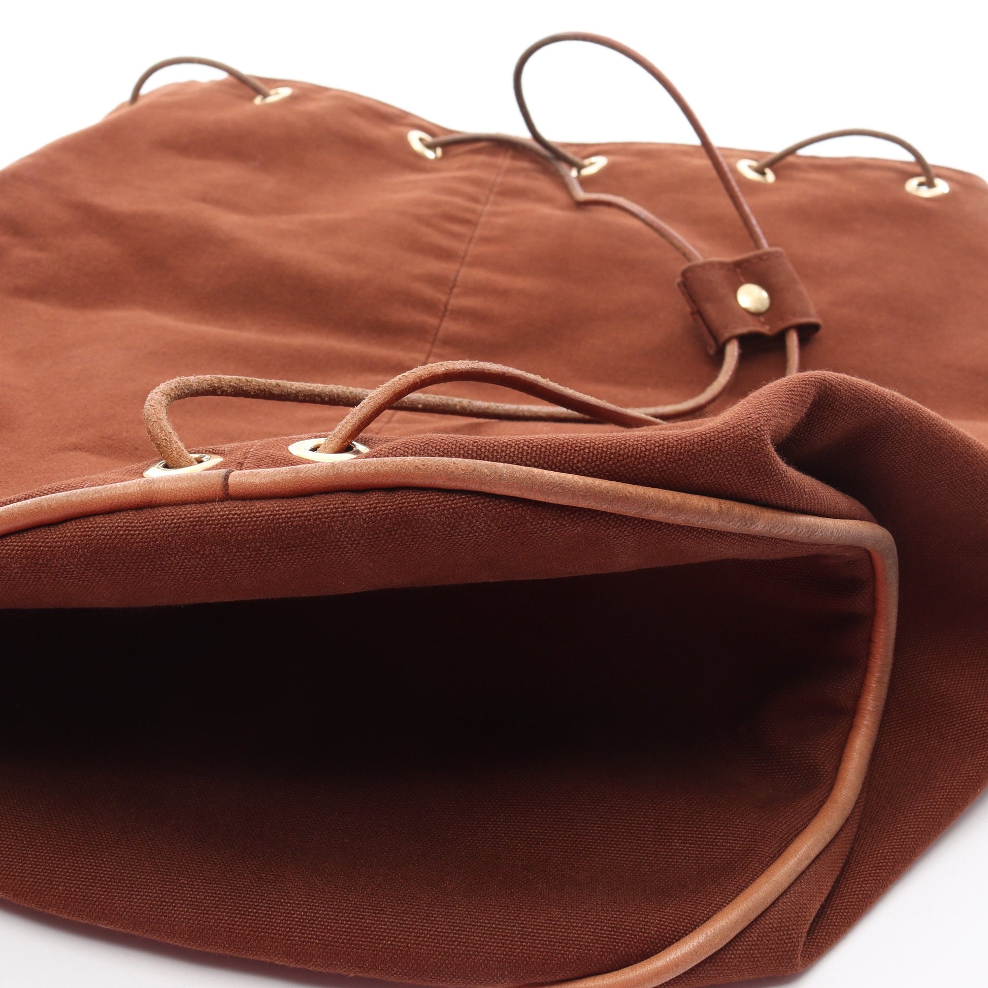 ポロションミミルGM ショルダーバッグ キャンバス レザー ブラウン ゴールド金具 エルメス バッグ HERMES