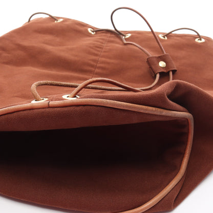 ポロションミミルGM ショルダーバッグ キャンバス レザー ブラウン ゴールド金具 エルメス バッグ HERMES