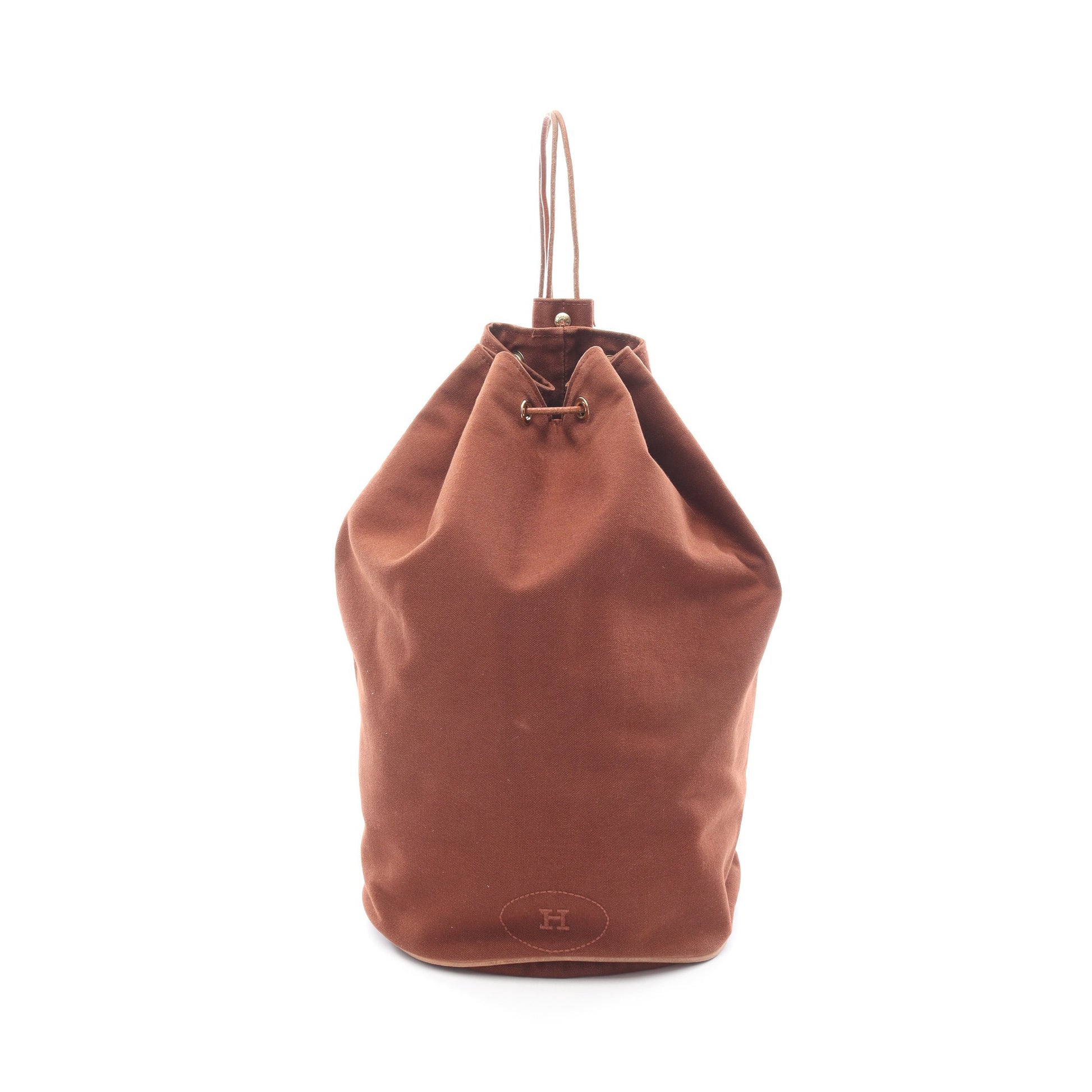 ポロションミミルGM ショルダーバッグ キャンバス レザー ブラウン ゴールド金具 エルメス バッグ HERMES