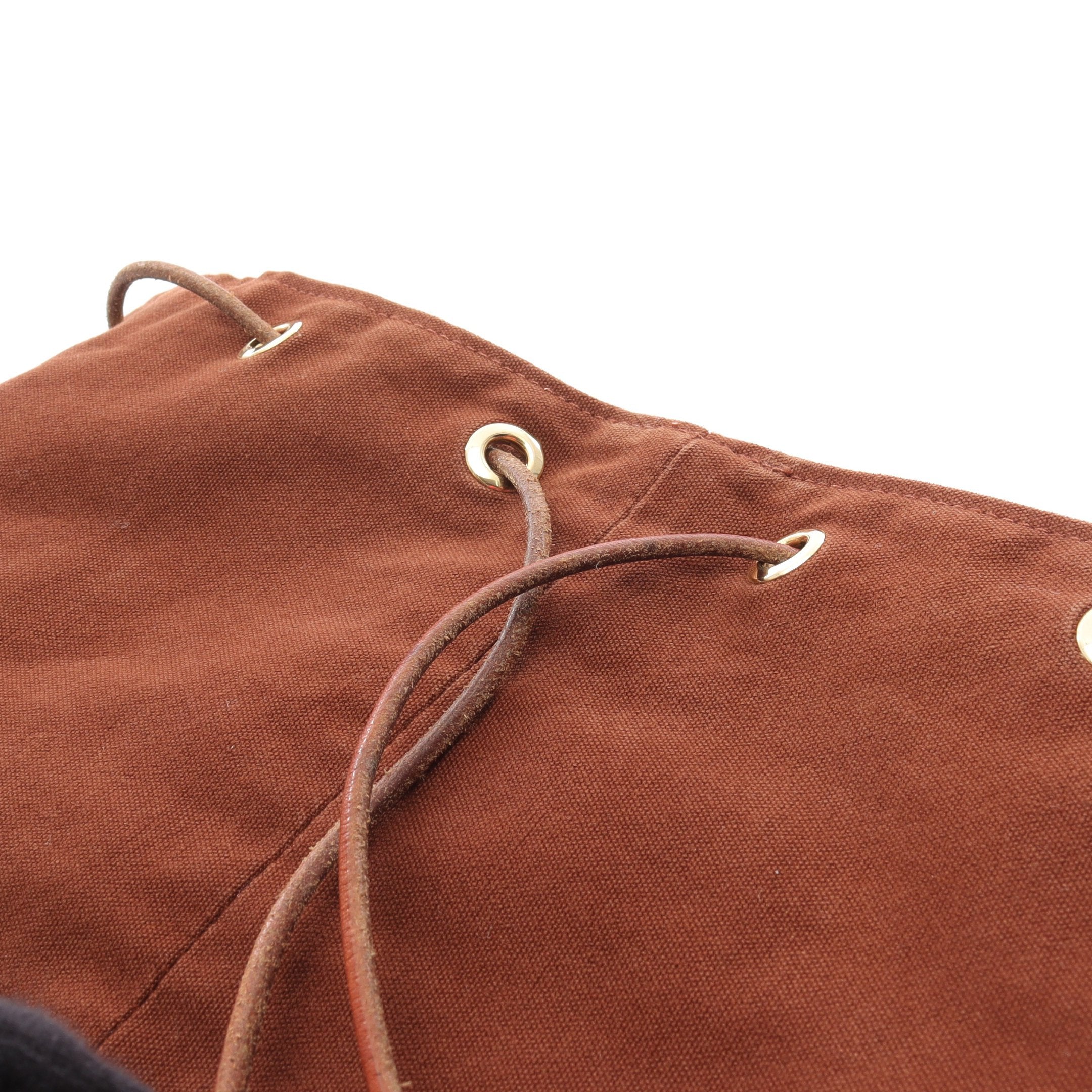 ポロションミミルGM ショルダーバッグ キャンバス レザー ブラウン