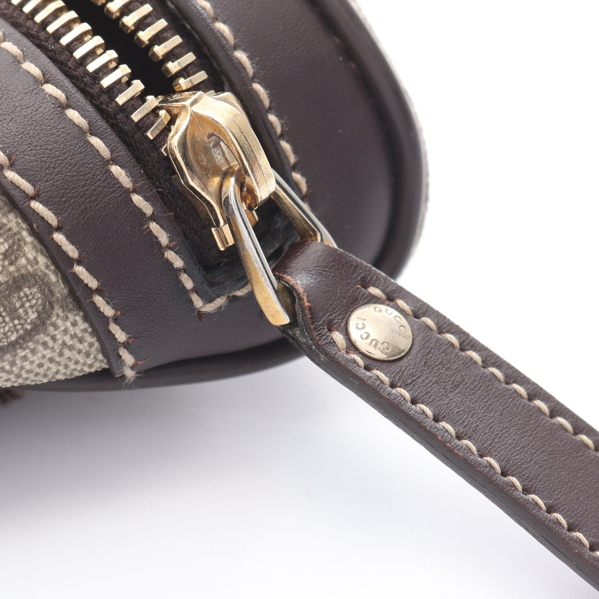 GGスプリーム ボディバッグ ウエストバッグ PVC レザー ベージュ ダークブラウン グッチ バッグ GUCCI