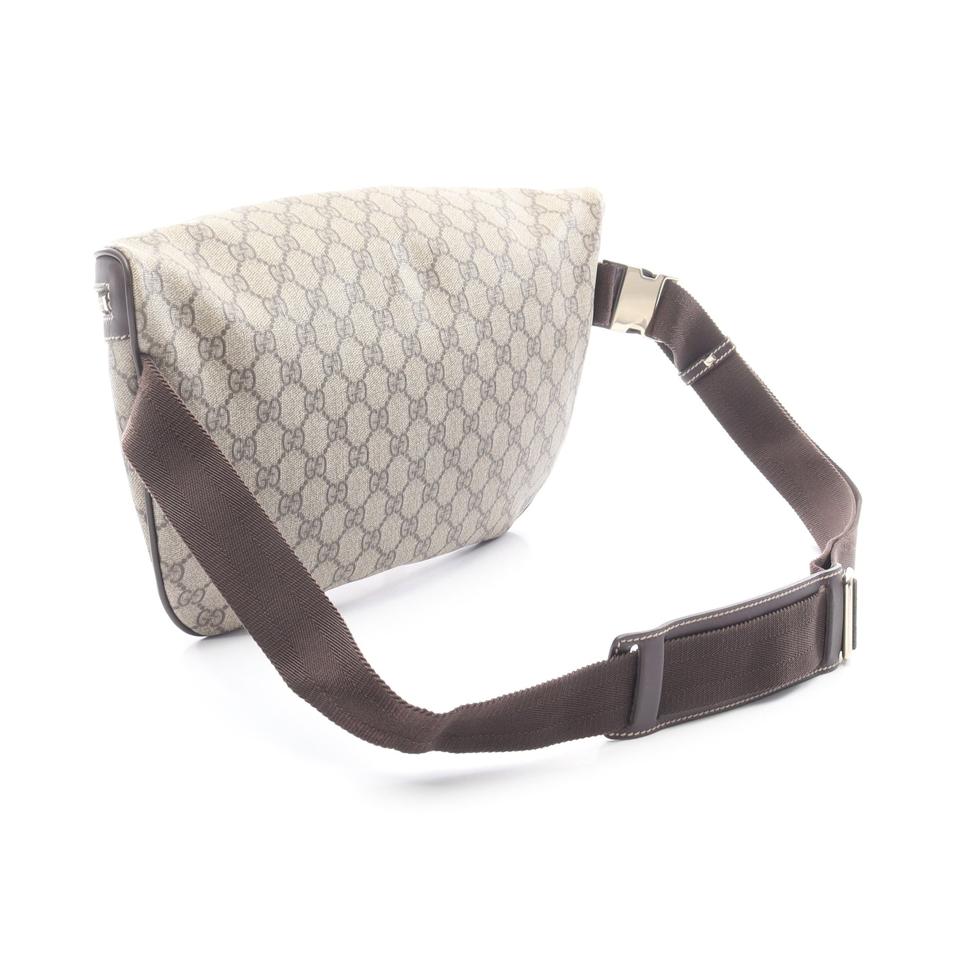 GGスプリーム ボディバッグ ウエストバッグ PVC レザー ベージュ ダークブラウン グッチ バッグ GUCCI