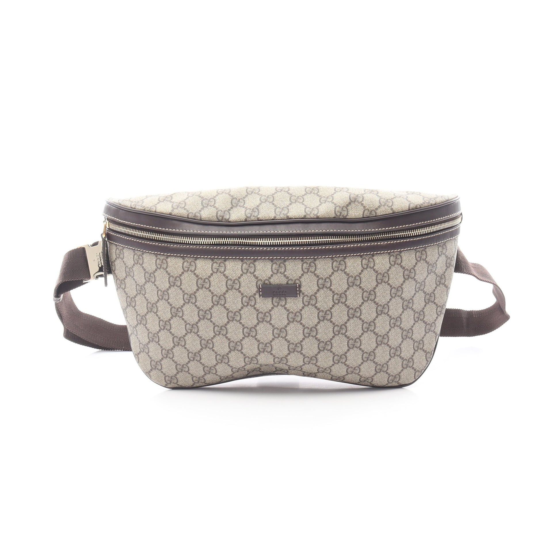 GGスプリーム ボディバッグ ウエストバッグ PVC レザー ベージュ ダークブラウン グッチ バッグ GUCCI