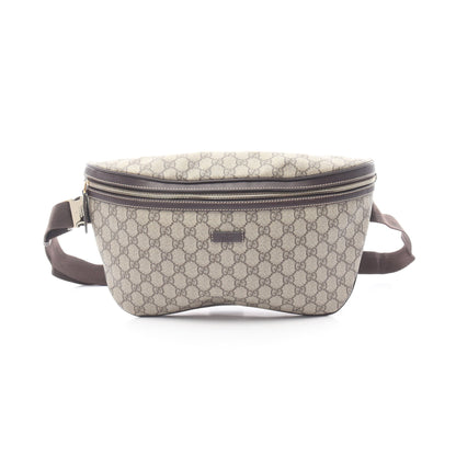 GGスプリーム ボディバッグ ウエストバッグ PVC レザー ベージュ ダークブラウン グッチ バッグ GUCCI