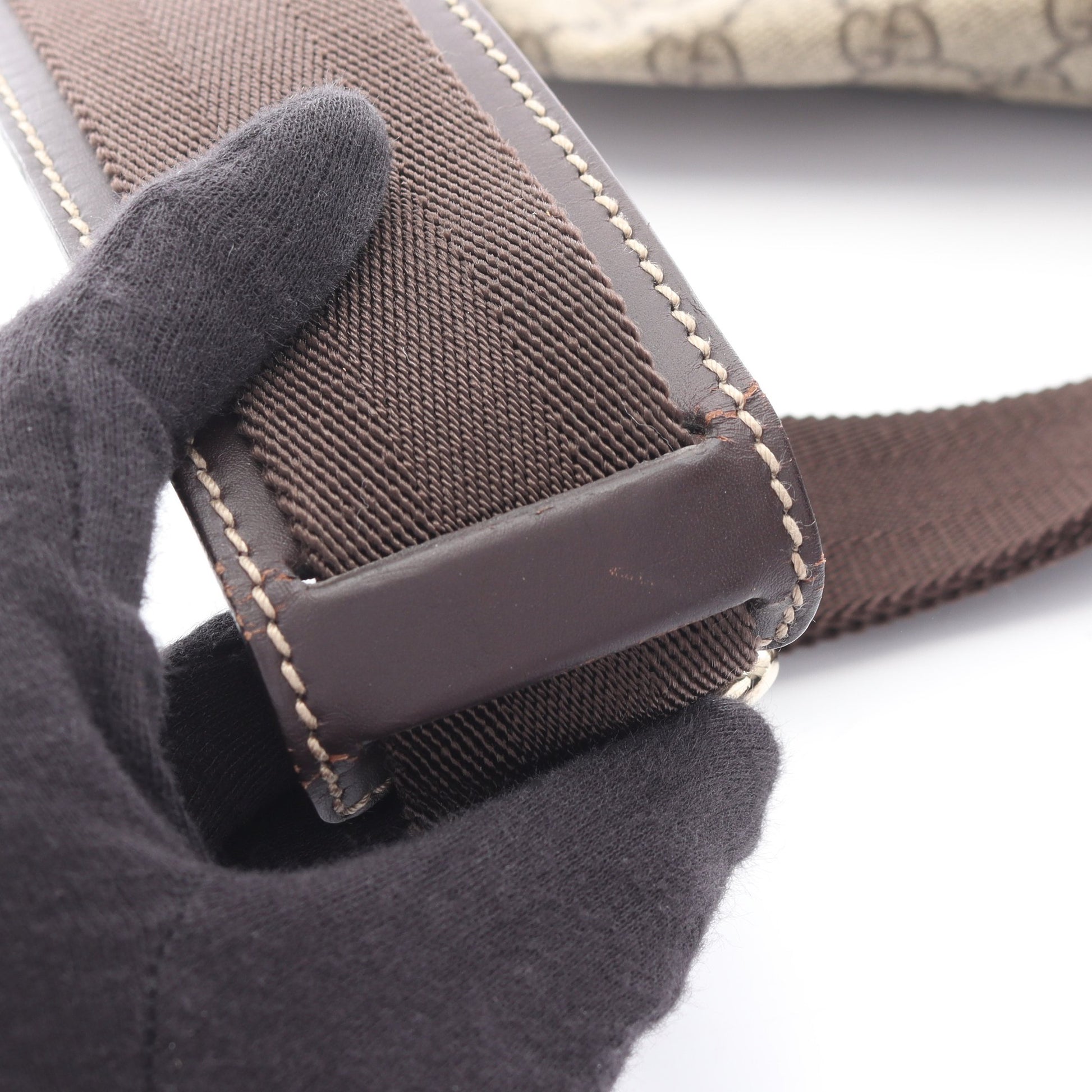 GGスプリーム ボディバッグ ウエストバッグ PVC レザー ベージュ ダークブラウン グッチ バッグ GUCCI