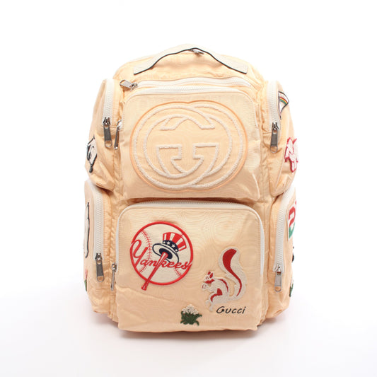 GUCCI × NY Yankees バックパック リュックサック ナイロン レザー コーラルオレンジ オフホワイト マルチカラー グッチ