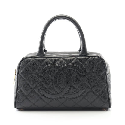 マトラッセ ハンドバッグ ミニボストンバッグ キャビアスキン ブラック ゴールド金具 シャネル バッグ CHANEL