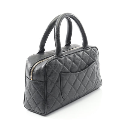 マトラッセ ハンドバッグ ミニボストンバッグ キャビアスキン ブラック ゴールド金具 シャネル バッグ CHANEL