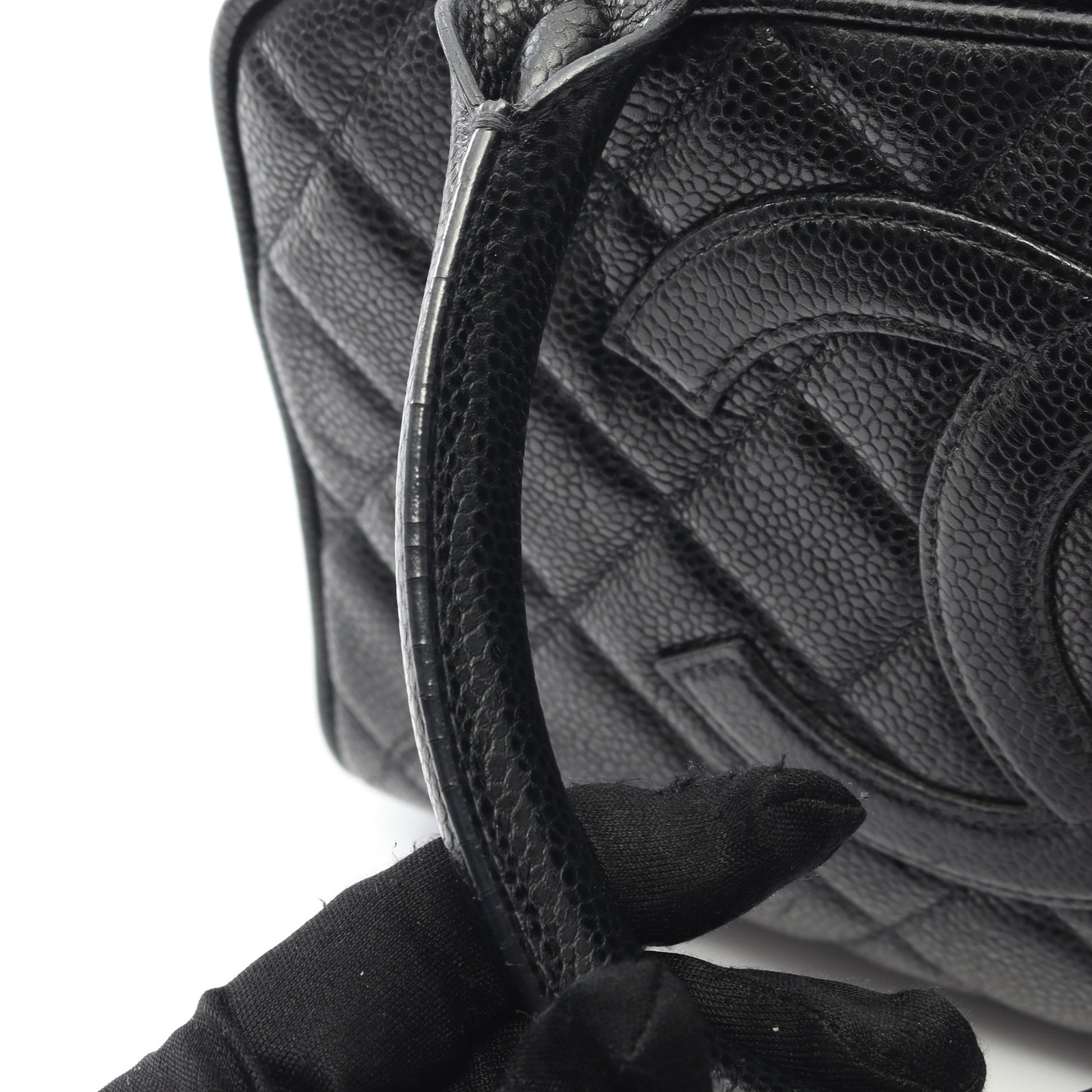 マトラッセ ハンドバッグ ミニボストンバッグ キャビアスキン ブラック ゴールド金具 シャネル バッグ CHANEL