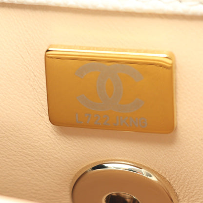 ココハンドル フラップ マトラッセ ハンドバッグ キャビアスキン ホワイト ゴールド金具 2WAY シャネル バッグ CHANEL