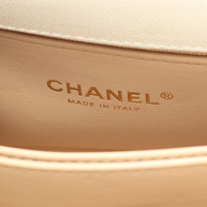 ココハンドル フラップ マトラッセ ハンドバッグ キャビアスキン ホワイト ゴールド金具 2WAY シャネル バッグ CHANEL