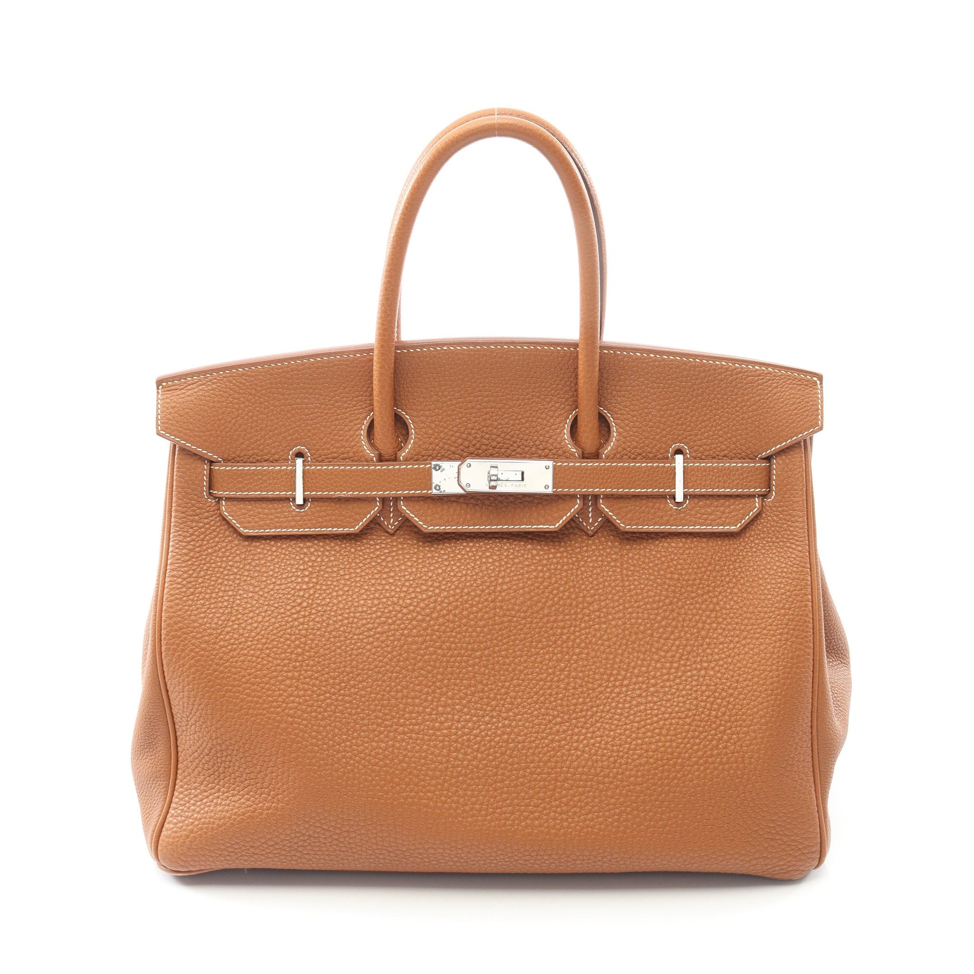 バーキン35 ゴールド ハンドバッグ トゴ ライトブラウン シルバー金具 □F刻印 エルメス バッグ HERMES