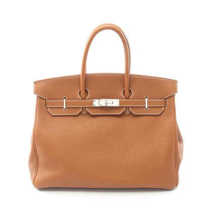 バーキン35 ゴールド ハンドバッグ トゴ ライトブラウン シルバー金具 □F刻印 エルメス バッグ HERMES