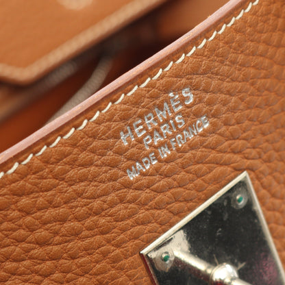 バーキン35 ゴールド ハンドバッグ トゴ ライトブラウン シルバー金具 □F刻印 エルメス バッグ HERMES