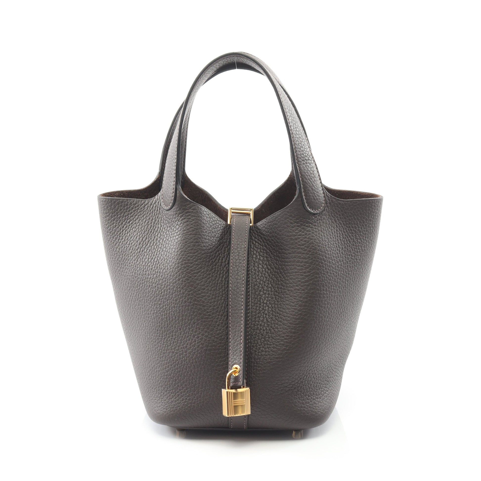 ピコタンロックPM エベンヌ ハンドバッグ トリヨンクレマンス ダークブラウン ゴールド金具 K刻印 エルメス バッグ HERMES