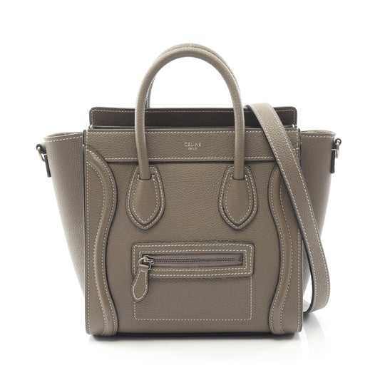 ラゲージ ナノショッパー ハンドバッグ レザー グレーブラウン 2WAY セリーヌ バッグ CELINE