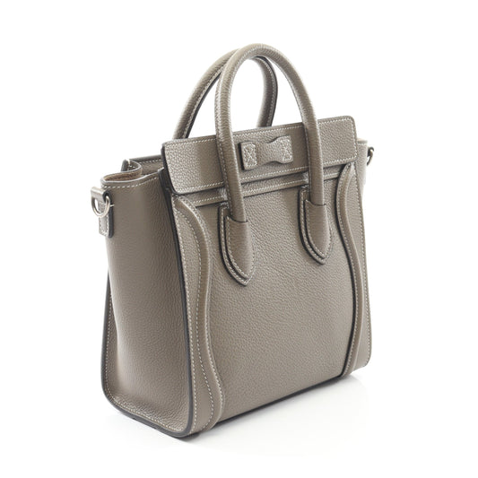 ラゲージ ナノショッパー ハンドバッグ レザー グレーブラウン 2WAY セリーヌ バッグ CELINE