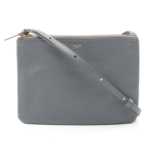TRIO LARGE トリオ ラージ ショルダーバッグ レザー グレー セリーヌ バッグ CELINE