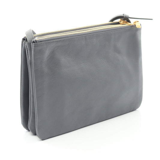 TRIO LARGE トリオ ラージ ショルダーバッグ レザー グレー セリーヌ バッグ CELINE