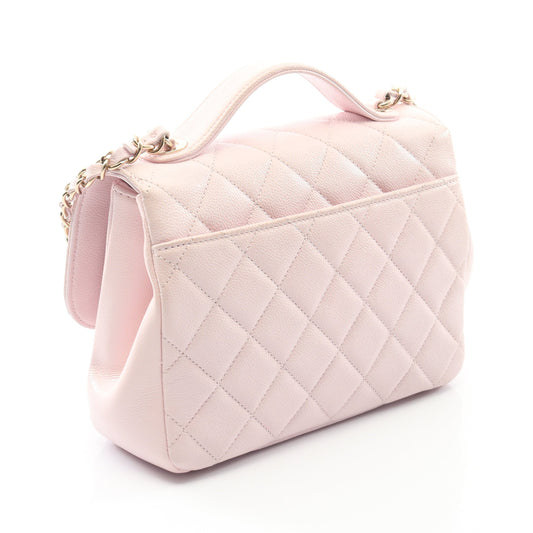 ビジネスアフィニティ マトラッセ チェーンショルダーバッグ キャビアスキン ライトピンク ゴールド金具 2WAY シャネル バッグ CHANEL