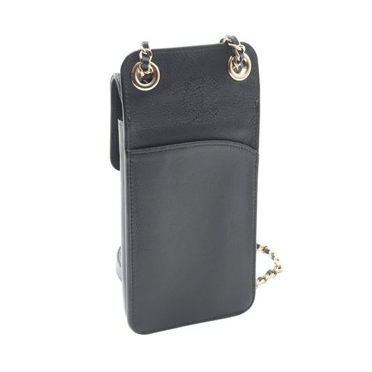 マトラッセ フォンホルダー チェーンショルダーバッグ ラムスキン ブラック ゴールド金具 シャネル バッグ CHANEL