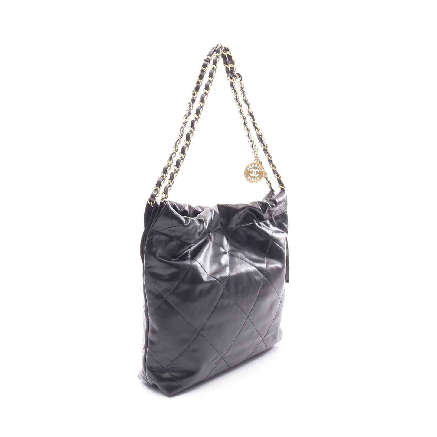 マトラッセ シャネル22 スモール チェーンショルダーバッグ レザー ブラック ゴールド金具 シャネル バッグ CHANEL