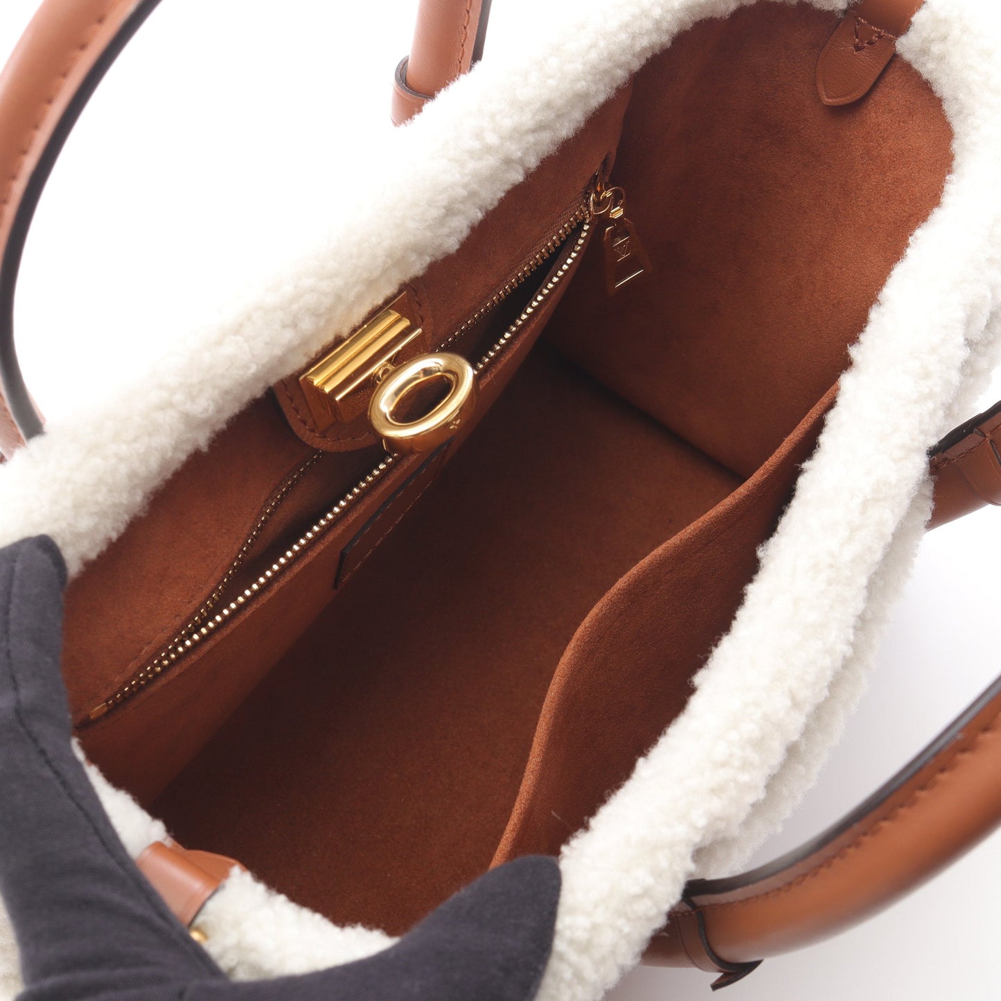 オンマイサイドPM モノグラム ハンドバッグ レザー シアリング ブラウン ホワイト 2WAY ルイヴィトン バッグ LOUIS VUITTON