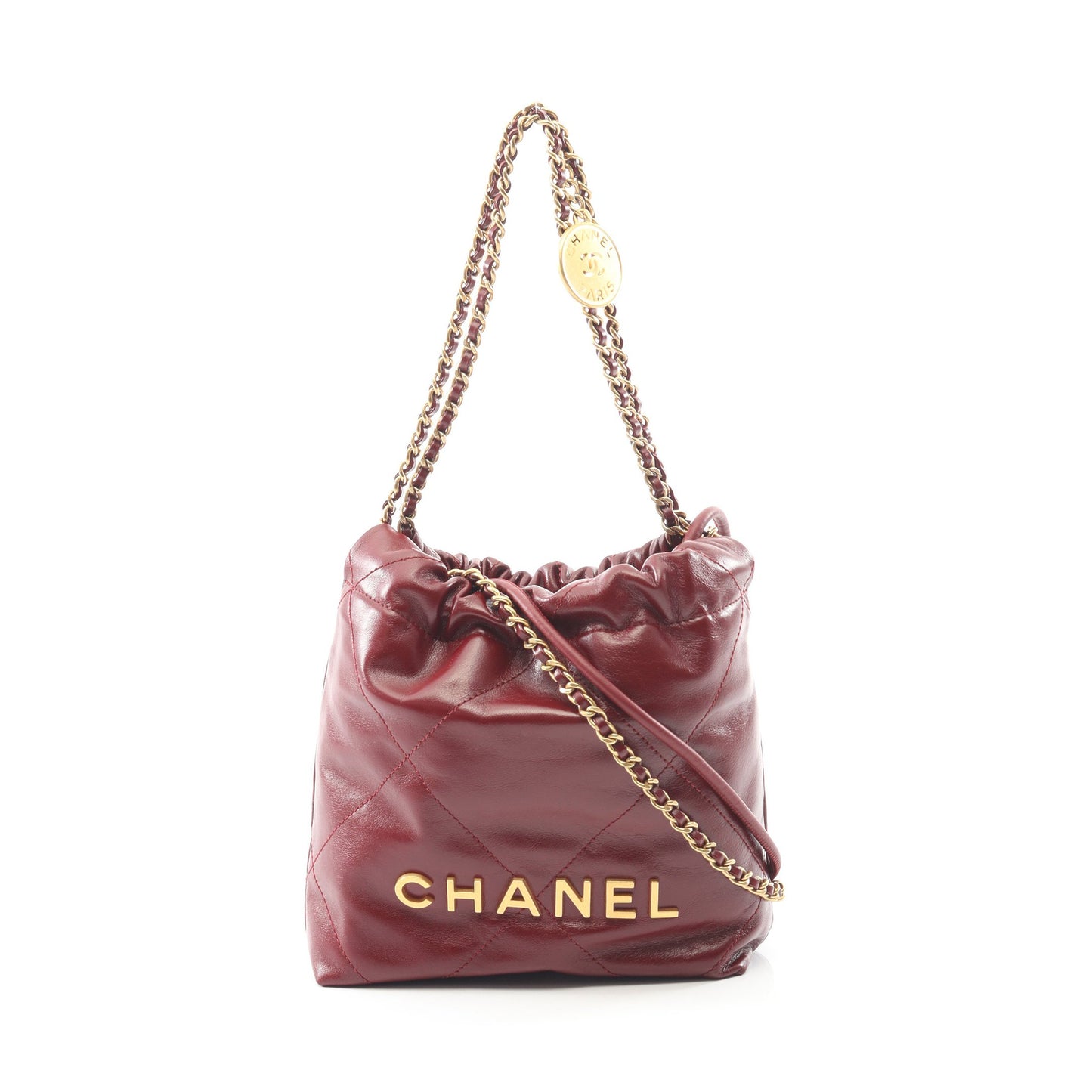 CHANEL 22 ミニ チェーンショルダーバッグ レザー ボルドー ゴールド金具 シャネル バッグ CHANEL