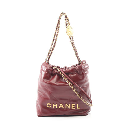 CHANEL 22 ミニ チェーンショルダーバッグ レザー ボルドー ゴールド金具 シャネル バッグ CHANEL