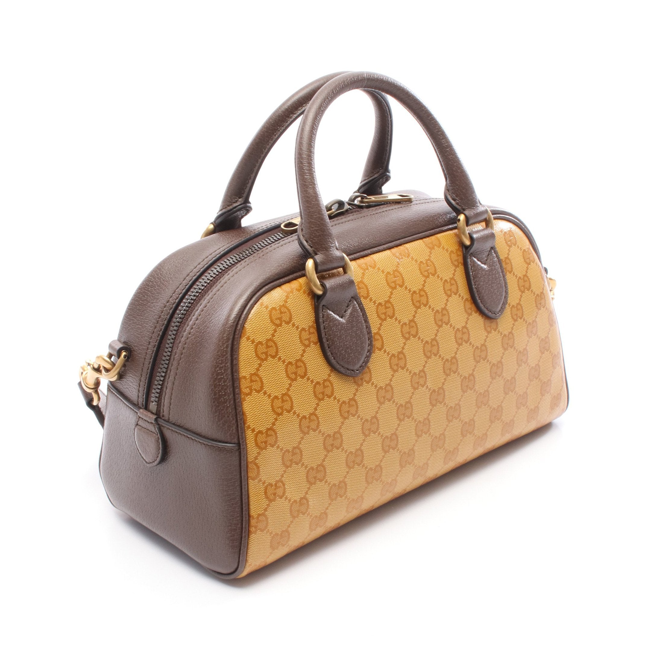 GUCCI グッチハンドバッグ クリスタル レザーブラウンゴールド GUCCI グッチハンドバッグ クリスタル レザーブラウンゴールド GUCCI