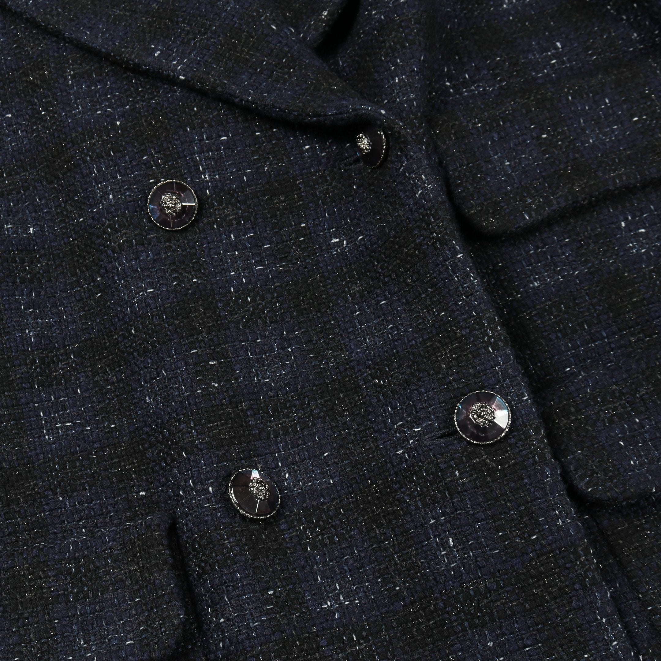 ビジューライオンボタン イリディッセント ウール ツイード ダブル