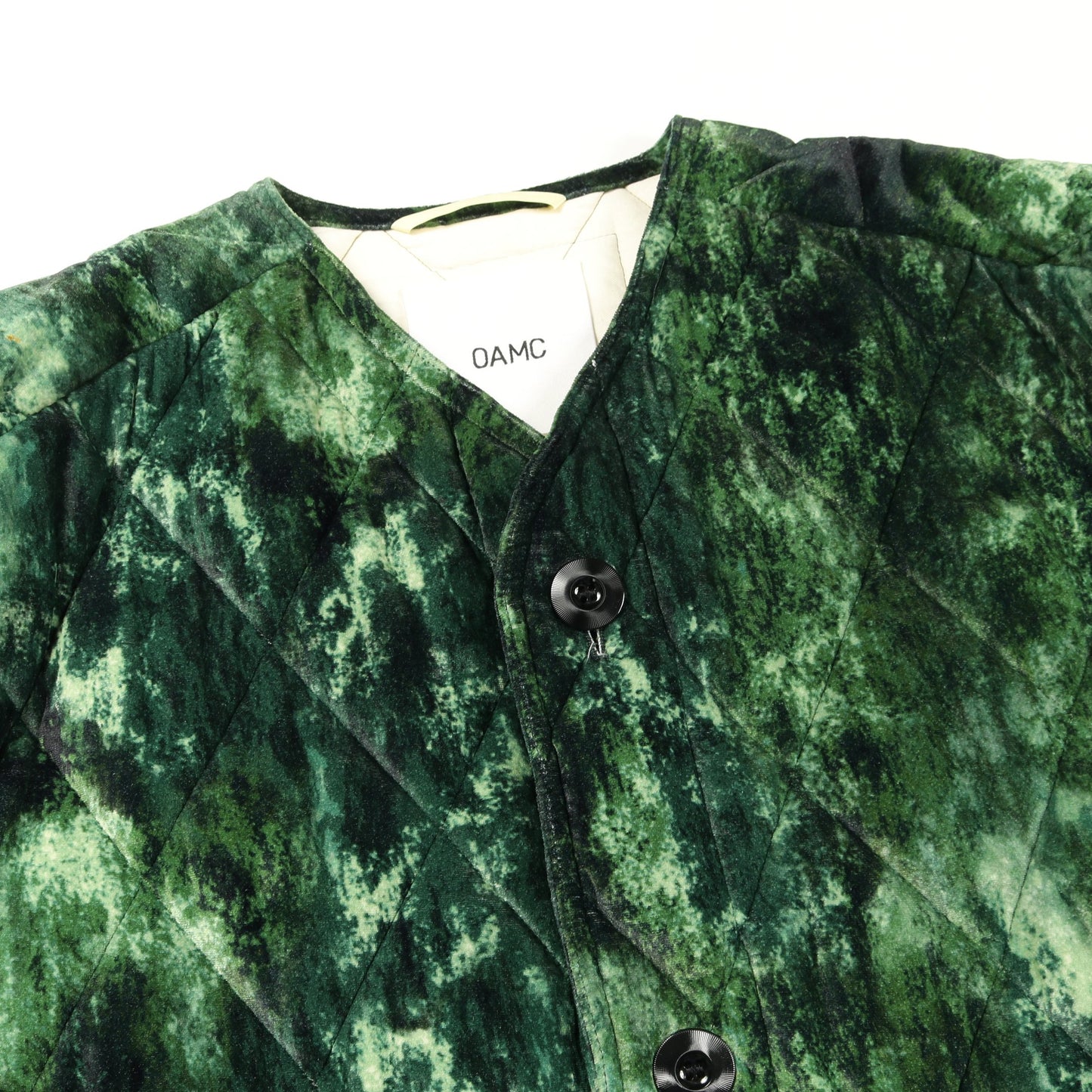Combat Liner Velvet Jacket ベロア キルティングジャケット レーヨン シルク グリーン 中綿 オーエーエムシー アウター OAMC