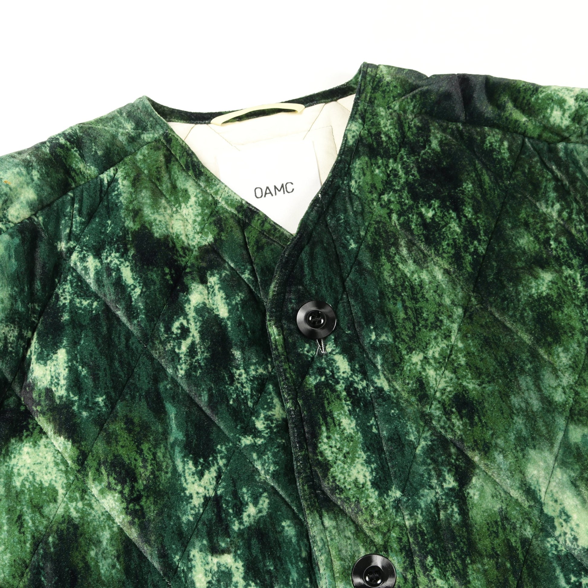 Combat Liner Velvet Jacket ベロア キルティングジャケット レーヨン シルク グリーン 中綿 オーエーエムシー アウター OAMC