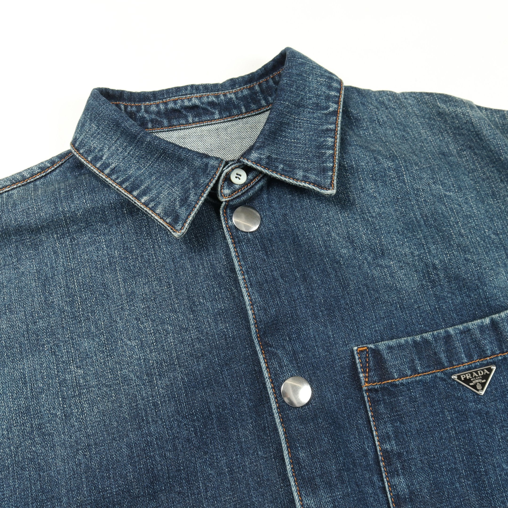 PRADA デニムシャツジャケット インディゴブルー　M PRADA デニムシャツジャケット インディゴブルー M