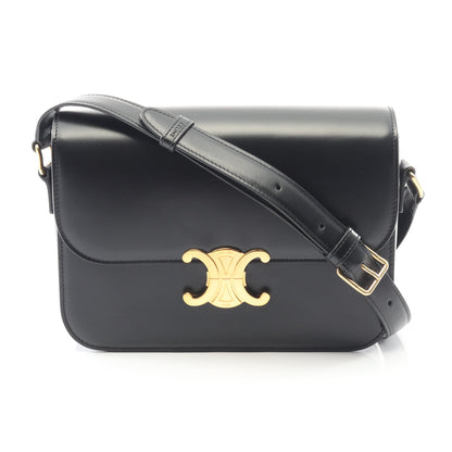 クラシック トリオンフ ミディアム ショルダーバッグ レザー ブラック セリーヌ バッグ CELINE