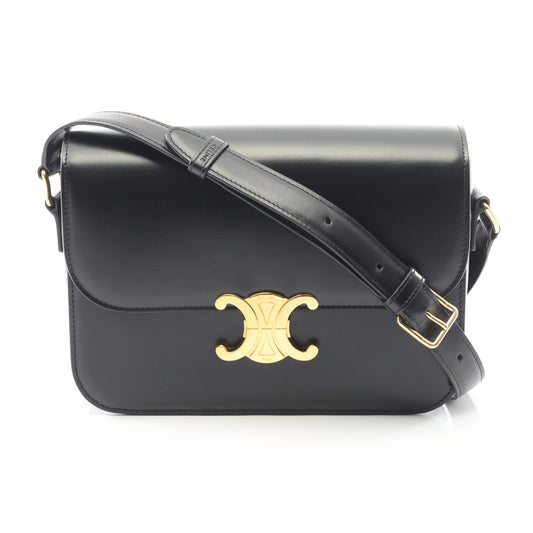 クラシック トリオンフ ミディアム ショルダーバッグ レザー ブラック セリーヌ バッグ CELINE