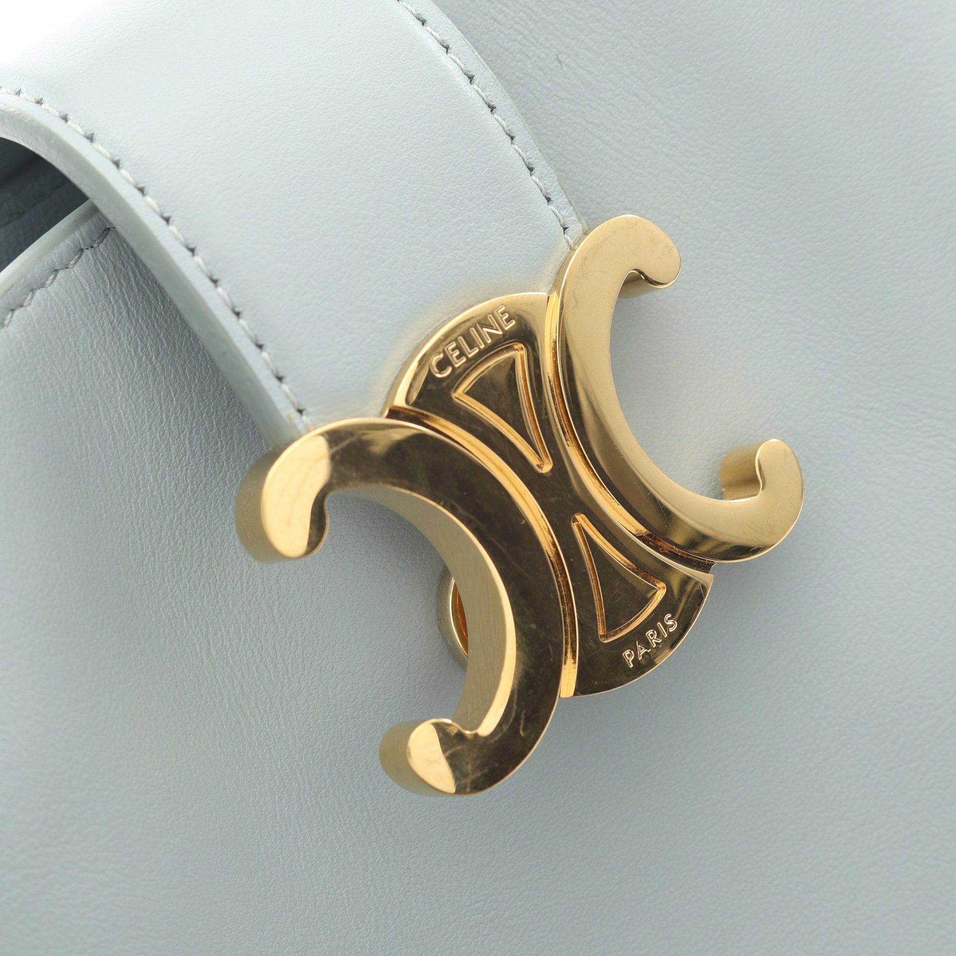 トリオンフ ミニ バケット ルイーズ ハンドバッグ レザー ブルーグレー 2WAY セリーヌ バッグ CELINE