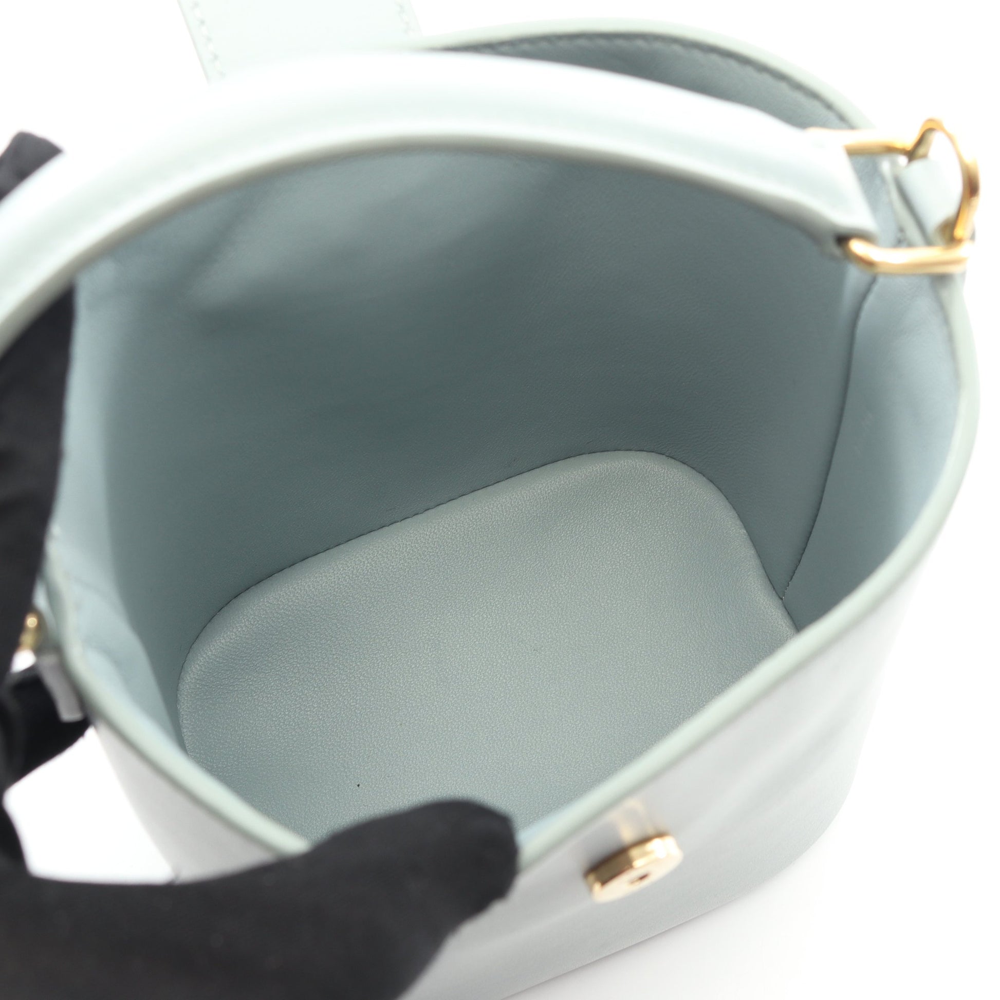 トリオンフ ミニ バケット ルイーズ ハンドバッグ レザー ブルーグレー 2WAY セリーヌ バッグ CELINE