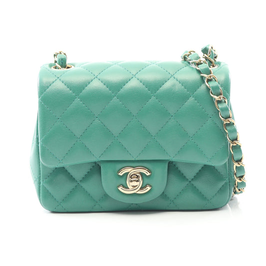ミニマトラッセ チェーンショルダーバッグ ラムスキン グリーン ゴールド金具 シャネル バッグ CHANEL