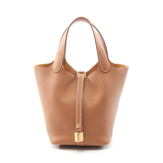 ピコタンロックPM ゴールド ハンドバッグ トリヨンクレマンス ブラウン ゴールド金具 K刻印 エルメス バッグ HERMES