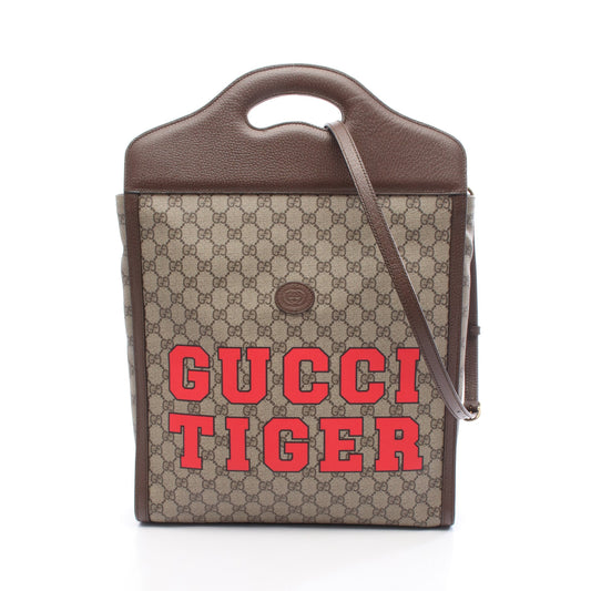 GGスプリーム ハンドバッグ トートバッグ PVC レザー ベージュ ブラウン マルチカラー 2WAY グッチ バッグ GUCCI