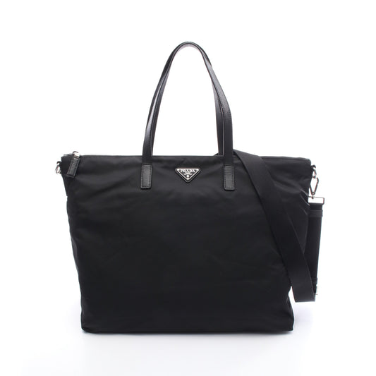 ハンドバッグ トートバッグ ナイロン サフィアーノレザー ブラック 2WAY プラダ バッグ PRADA