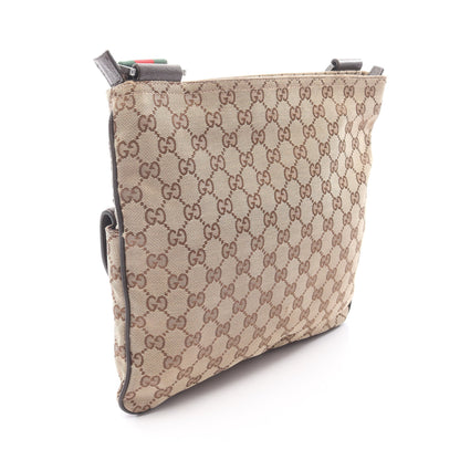 GGキャンバス シェリーライン ショルダーバッグ キャンバス レザー ベージュ ブラウン マルチカラー グッチ バッグ GUCCI