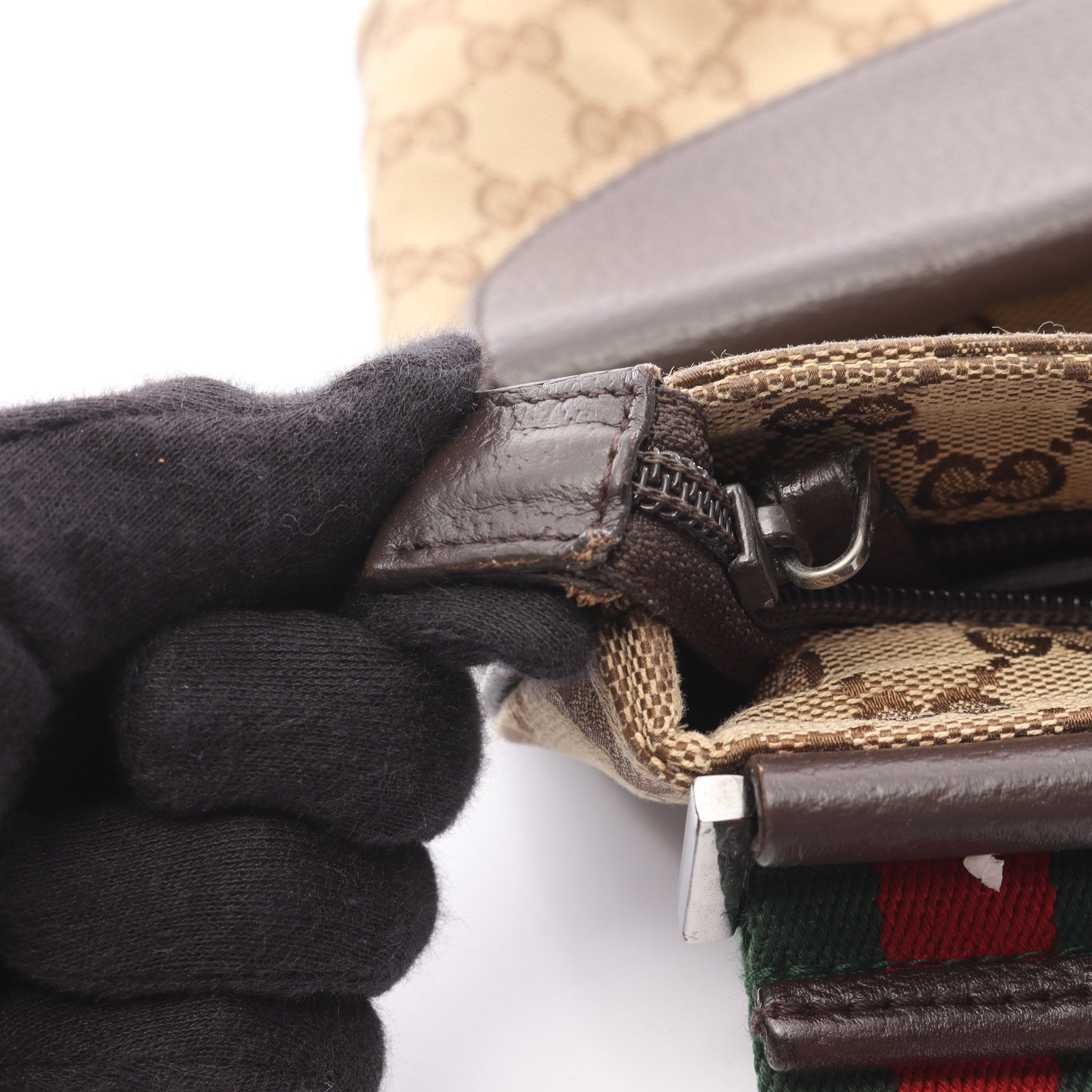 GGキャンバス シェリーライン ショルダーバッグ キャンバス レザー