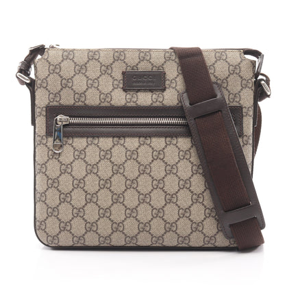 GGスプリーム ショルダーバッグ PVC レザー グレーベージュ ダークブラウン グッチ バッグ GUCCI